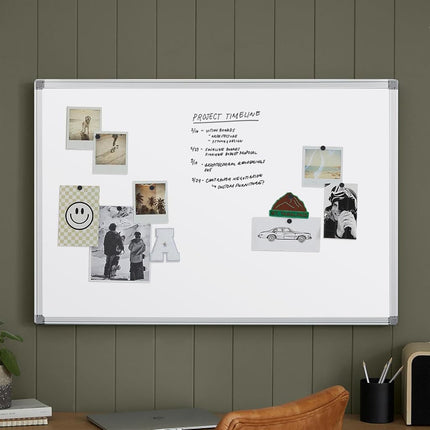 SWANCROWN Whiteboard 76x51cm, Magnetic Whiteboard, Silver Aluminum Frame