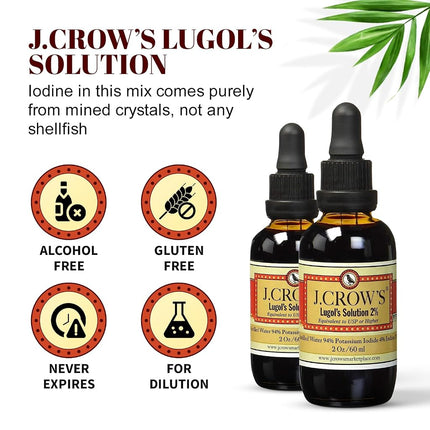 J.CROW'S® Lugol's Solution of Iodine 2% 2 oz Three Pack (3 Bottles)