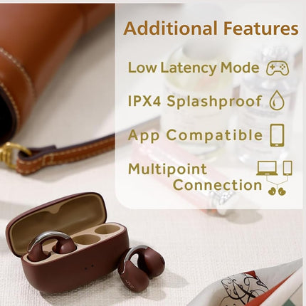 JVC Nearphones Open Ear True Wireless Headphones - Open Ear Earbuds - Bluetooth 5.3-24H Playback - IPX4 Water Resistant - Built-in Mic - Awareness & Comfort - Ear Clip Earbuds - HANP1T