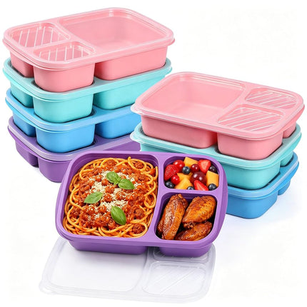 buluker 8 Pack Bento Lunch Box Set 3 Compartment F