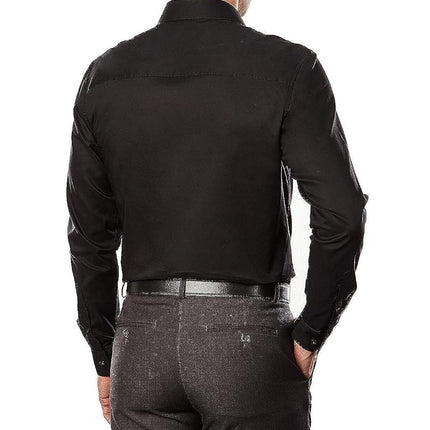Kenneth Cole Men's Dress Shirt Slim Fit Solid, Black, 16"-16.5" Neck 36"-37" Sleeve