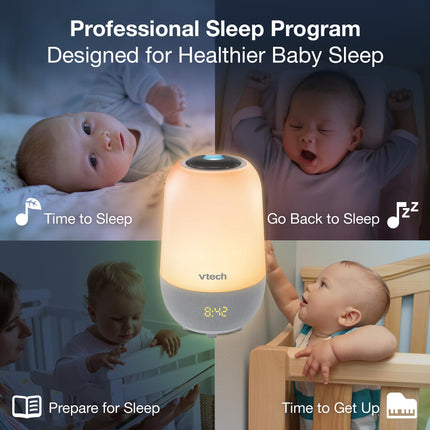 VTech BC8314 V-Hush Pro 2 Bluetooth Sleep Training Soother Speaker, One Touch Night Light Offers Over 250 Color Choices, 100 Stories, 100 Classical Songs, 10 Lullabies and 10 Natural Sounds.