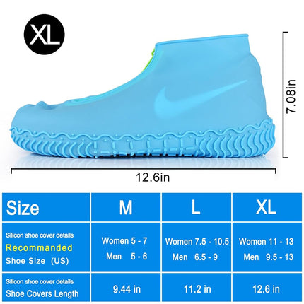 Shiwely Silicone Waterproof Shoe Covers, Upgrade Reusable Overshoes with Zipper, Resistant Rain Boots Non-Slip Washable Protection for Women, Men (XL (Women 10-13.5, Men 11.5-14), Blue)