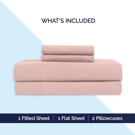 Elegant Comfort Soft 4-Piece 100% Turkish Cotton Flannel Sheet Set - Premium Quality, Deep Pocket Fitted Sheet, Ultra Soft, Cozy Warm Flannel Sheets - King, Dusty Rose