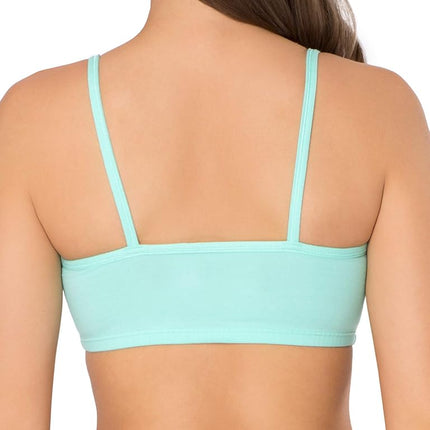 Fruit of the Loom Women's Spaghetti Strap Cotton Pullover Sports Bra Value Pack, Mint chip/White/Grey Heather/White, 6 (Pack of 4)
