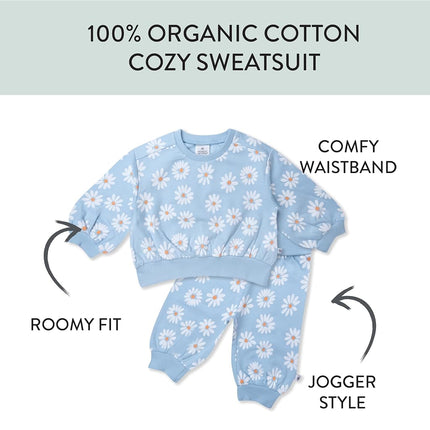 HonestBaby Multipack Pullover Hoodie Sweatshirt Jogger Sweatpants Sets Organic Cotton Baby Toddler Boys Girls Unisex T-Shirt Set for Babies and Toddlers Babies Children, Daisies, Recién Nacido