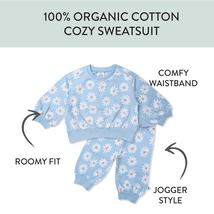 HonestBaby Multipack Pullover Hoodie Sweatshirt Jogger Sweatpants Sets Organic Cotton Baby Toddler Boys Girls Unisex T-Shirt Set for Babies and Toddlers Babies Children, Daisies, Recién Nacido