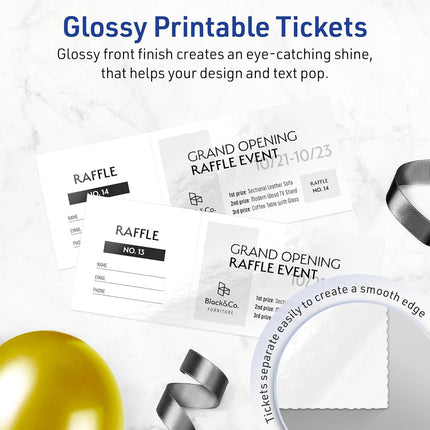 Avery Printable Rectangle Tickets, 2-1/8" x 5-1/2", Glossy White Cardstock, Laser/Inkjet Printable, 400 Total