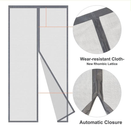 Risareyi Magnetic Fly Screens for Doors in Fiberglass, 100x200cm, Grey