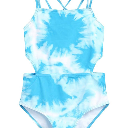 Traje de baño de una pieza con cortes Kanu Surf para niña, Beach Girl Azul, talla 16
