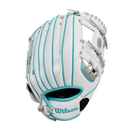 Wilson 2024 A200™ EZ Catch™ 10” T-Ball Glove - Right Hand Throw, Silver/White/Teal