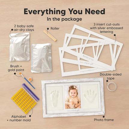 KeaBabies Baby Hand and Footprint Kit, Clay Keepsake Frame (Vintage White)