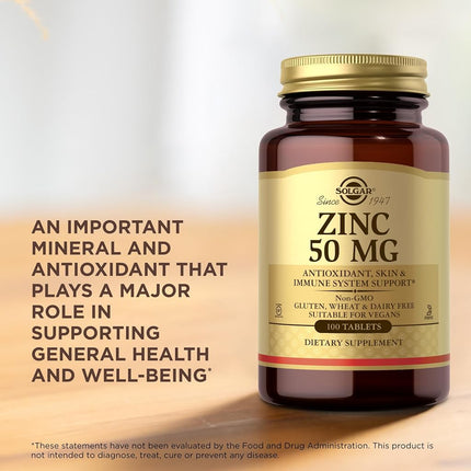 Solgar Zinc 50 mg Tablets - Pack of 100