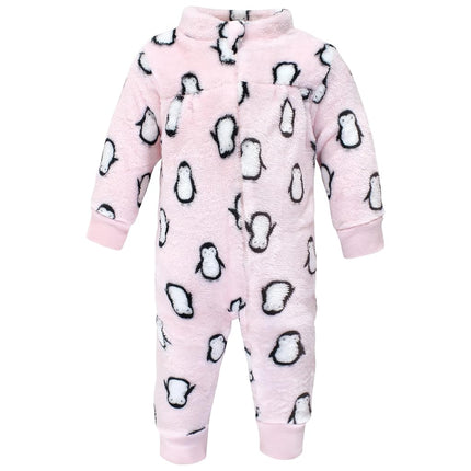 Combinaisons en peluche pour bébés filles Hudson Baby, Pingouin rose, 3-6 mois