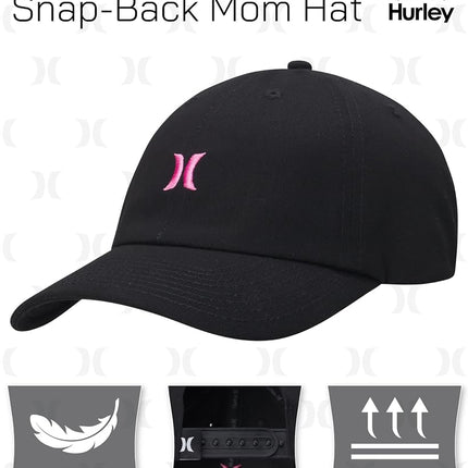 Casquette de baseball pour femme Hurley - Casquette Maman emblématique à visière incurvée et fermeture à pression, Taille unique, Rose éclatant