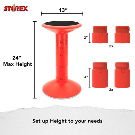 Storex Active Tilt Stool – Ergonomic Seating for Flexible Office Space and Standing Desks, Adjustable 12-24 Inch Height, Red (00324A01C)