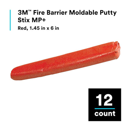 3M Fire Barrier Moldable Putty Stix MP+, 1.45 in x 6 in
