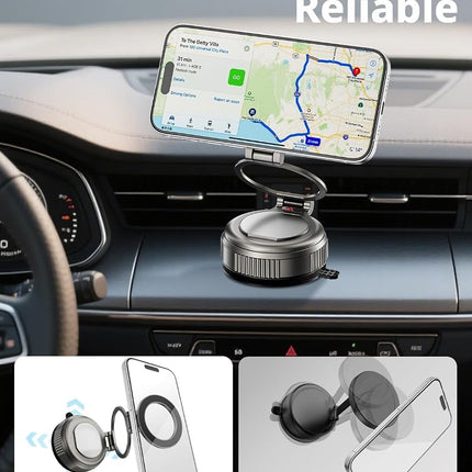 UBeesize 2025 Upgraded 360° Magsafe Vacuum Magnetic Car Phone Holder [108+LBS Strongest Suction&3000gf Dual-Lock Nano Gel] Dashboard & Windshield Mount, Compatible with iPhone 16/15/14/13&Other Phones