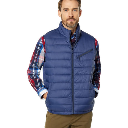 Cole Haan Men's Quilted Puffer Vest with Chest Zip Pocket, Navy, L