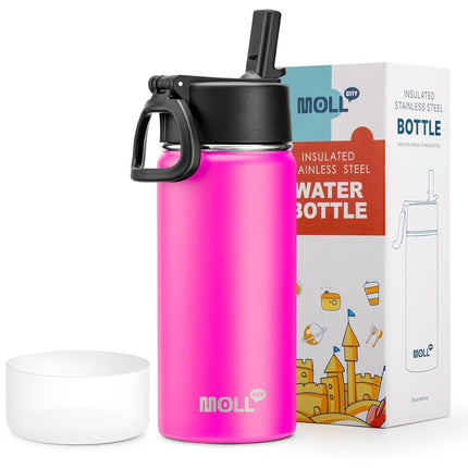 Mollcity 16 oz Water Bottle for Kids with Straw-St