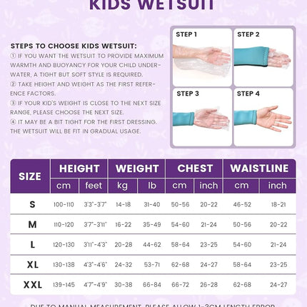 Gogokids Wetsuit Kids, Children 2.5mm Neoprene Thermal Swimsuit with UV 50+ Protection, Full Length One Piece for Ages 2-10 Boys & Girls Swimming, Surfing, Diving, Snorkeling