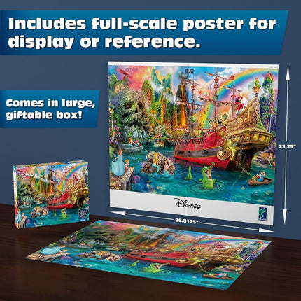 Ceaco - Sapphire Select - Disney - Peter Pan Mermaid Lagoon - Puzzle de 1000 pièces - Stimulant et amusant - Planche de puzzle à dos bleu - Boîte cadeau - Affiche grandeur nature incluse
