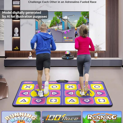 Acelufly Dance Mat - Wireless Flannel Dance Mat for TV with Camera, Non-Slip Exercise Dance Pad with Yoga Mode for Kids & Adults, Family-Friendly Game Mat Toy Girls & Boys (Purple+Yellow)
