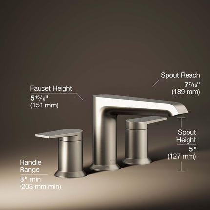 Grifo de bañera Kohler T25740-4-BN Hint, níquel cepillado vibrante