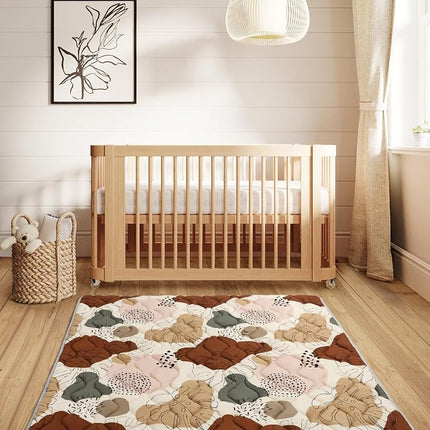 Blissful Diary Baby Play Mats for Floor, 127×127cm Crawling Mat, Thicken Soft Padding Foam Playmats for Babies and Toddlers Infants, Foldable and Machine Washable, Boho Design
