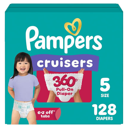Diapers Size 5, 128 Count - Pampers Pull On Cruise