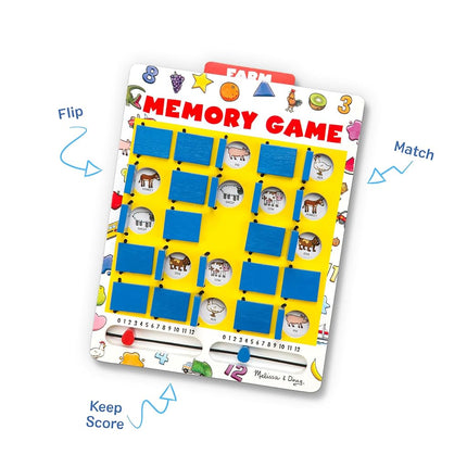 Melissa & Doug Flip to Win Travel Memory Game - Wooden Game Board, 7 Double-Sided Cards