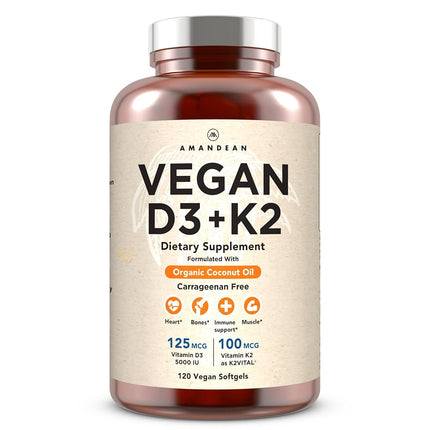 Premium Vegan D3 K2. 5000 iu Vitamin D from Algae.