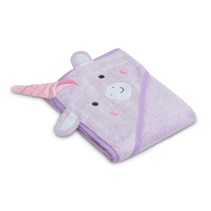 Delta Children Serviette de Bain à Capuche Bébé/Nourrisson - Ultra Douce et Absorbante - Essentiel Nouveau-né - Cadeau Idéal pour Liste de Naissance/Douche de Bébé pour Garçons et Filles, Licorne Mauve Clair