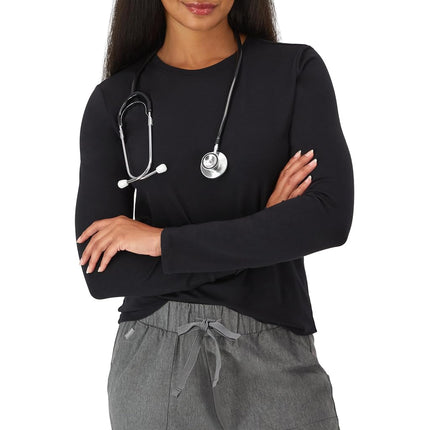 Hanes Womens Comfort Fit Scrubs Underscrub, Supersoft Viscose from Bamboo Long Sleeve Shirt, New Ebony, XXL