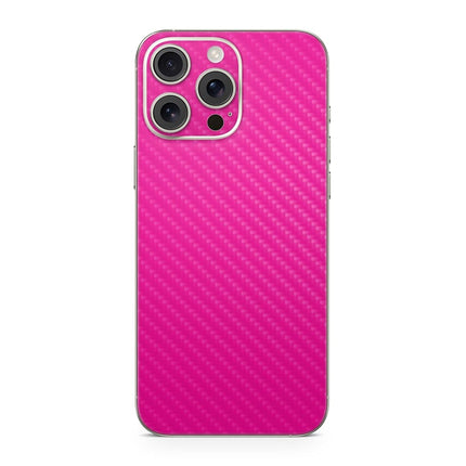 Coque de téléphone en fibre de carbone compatible avec Apple iPhone 16 Pro Max - Rose vif uni - Housse de protection en vinyle 3M de qualité supérieure - Facile à appliquer | Fabriqué aux États-Unis par MightySkins