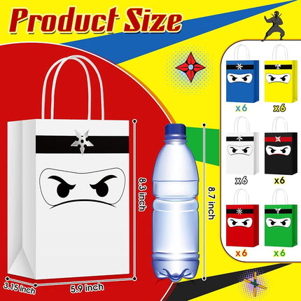 Chivertion 36 Pcs Ninja Gift Bags with Handles Ninja Birthday Party Decorations Party Favor Gift Supplies Candy Treat Goody Bags