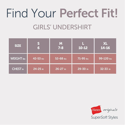 Hanes Girl's Originals Tank Pack, Supersoft Tank Top for Girls, Modal Stretch Rib Tanks, 4-Pack, White/Grey/Mint/Pink 4-Pack, Large