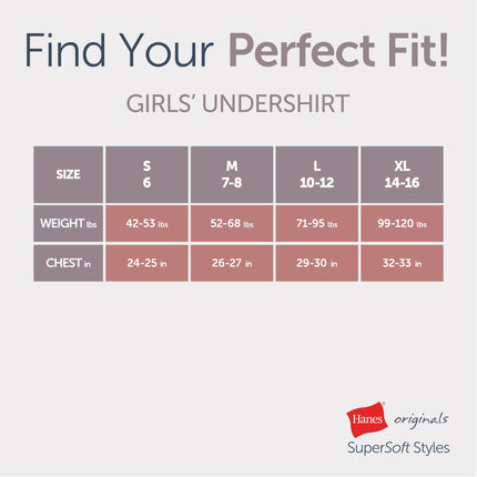Hanes Girl's Originals Tank Pack, Supersoft Tank Top for Girls, Modal Stretch Rib Tanks, 4-Pack, White/Grey/Mint/Pink 4-Pack, Large
