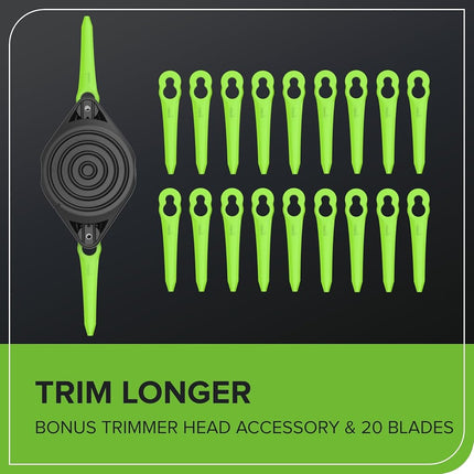Greenworks 40V 13" 2-in-1 Cordless Trimmer/Edger w/20 Blades, Heavy Duty for Thick Weeds/Brush, Edges Fence/Sidewalk, Gas-Free Lightweight, 2.0Ah Battery & Charger