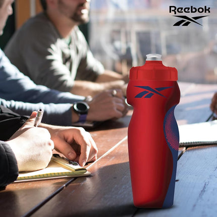 Reebok Squeeze Water Bottles With Athletic Design - Water Bottle 24 oz - Sports Water Bottle - Reusable Water Bottle For Gym, Running, Hiking etc, BPA Free (Red)