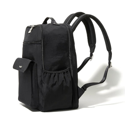 Baggallini Mochila de diario para mujer - Mochila de viaje ligera de nailon resistente al agua de 11 x 15.5 pulgadas con funda acolchada para portátil y RFID, color negro, talla única, mochila de diario para portátil - 11 x 15.5 pulgadas, ligera