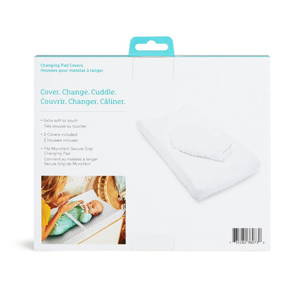 Munchkin Diaper Changing Pad Covers, 2 Pack, White – Fits Standard Contoured Changing Pads