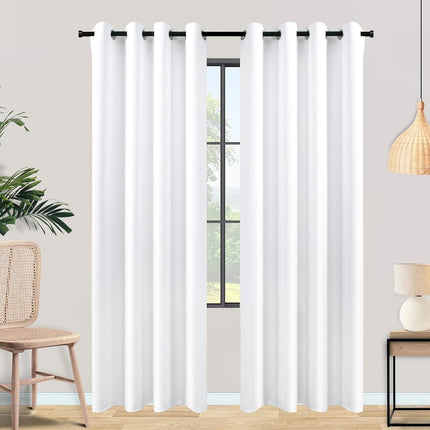 Mrs.Naturall Cortinas de 96 Pulgadas, Set de 2 Paneles, Cortinas Opacas con Ojales para Oscurecer la Habitación del 60-70%, de 96 Pulgadas de Largo para Sala de Estar, Blancas