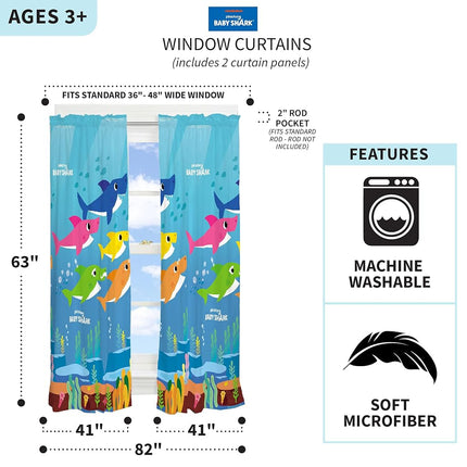 Franco Kids Window Curtain Panels Drapes Set, 82 in x 63 in, Pokemon