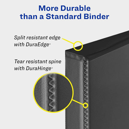Avery Heavy Duty View 3 Ring Binder, 2" One Touch Slant Ring, Holds 8.5" x 11" Paper, 4 Black Binders (79872)