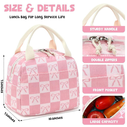 Bluboon Lunch Bag for Women Men Cute Corduroy Lunch Tote Bags Reusable Insulated Lunch Box Large Capacity Reusable Insulated Cooler for Work Picnic or Travel