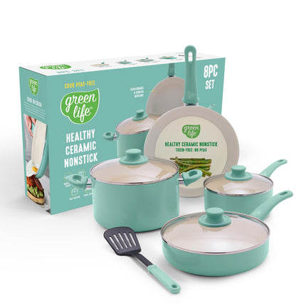 GreenLife 8 Piece Nonstick Cookware Set, Non-Toxic