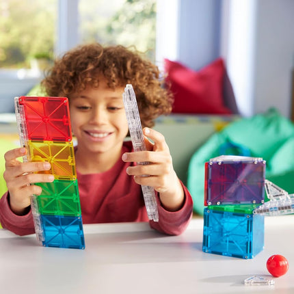 MAGNA-TILES Rail Racers Magnetic Construction Set, 33-Piece Set with Track Rails, Ages 3+, 30x6.5x30.5 cm, Educational STEM Building Toy