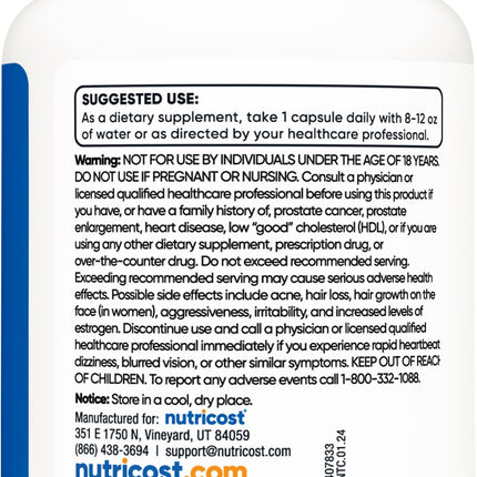 Nutricost Pregnenolona 30mg, 120 Cápsulas - Sin OMG, Sin Gluten, Cápsulas Vegetarianas