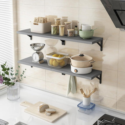 YGEOMER Floating Shelves for Wall, Different Sizes Gray Wall Shelves for Living Room, Bathroom, Bedroom, Kitchen, Home Decor (Set of 4)